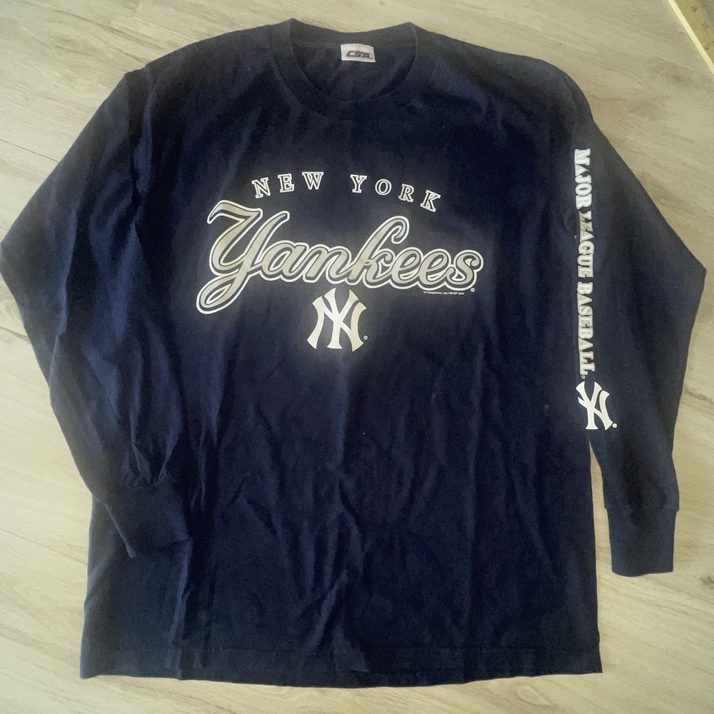Y2K CSA New York Yankees T Shirt Mens Medium Blue MLB 2007 Sportswear Team Wear